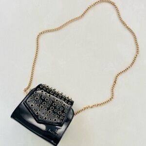 Kazar Black Gold Chain Studded Crossbody